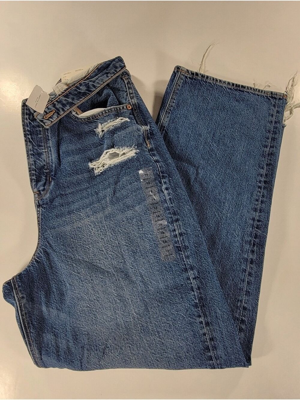 NEW American Eagle Baggy Jeans 16 High Rise Baggy Button Fly Roll Down Waist NWT
